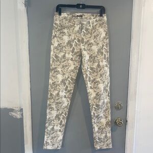 J. McLaughlin Lexi Beige Camo Floral Print Straight Mid Jeans Pants 4 Stretch